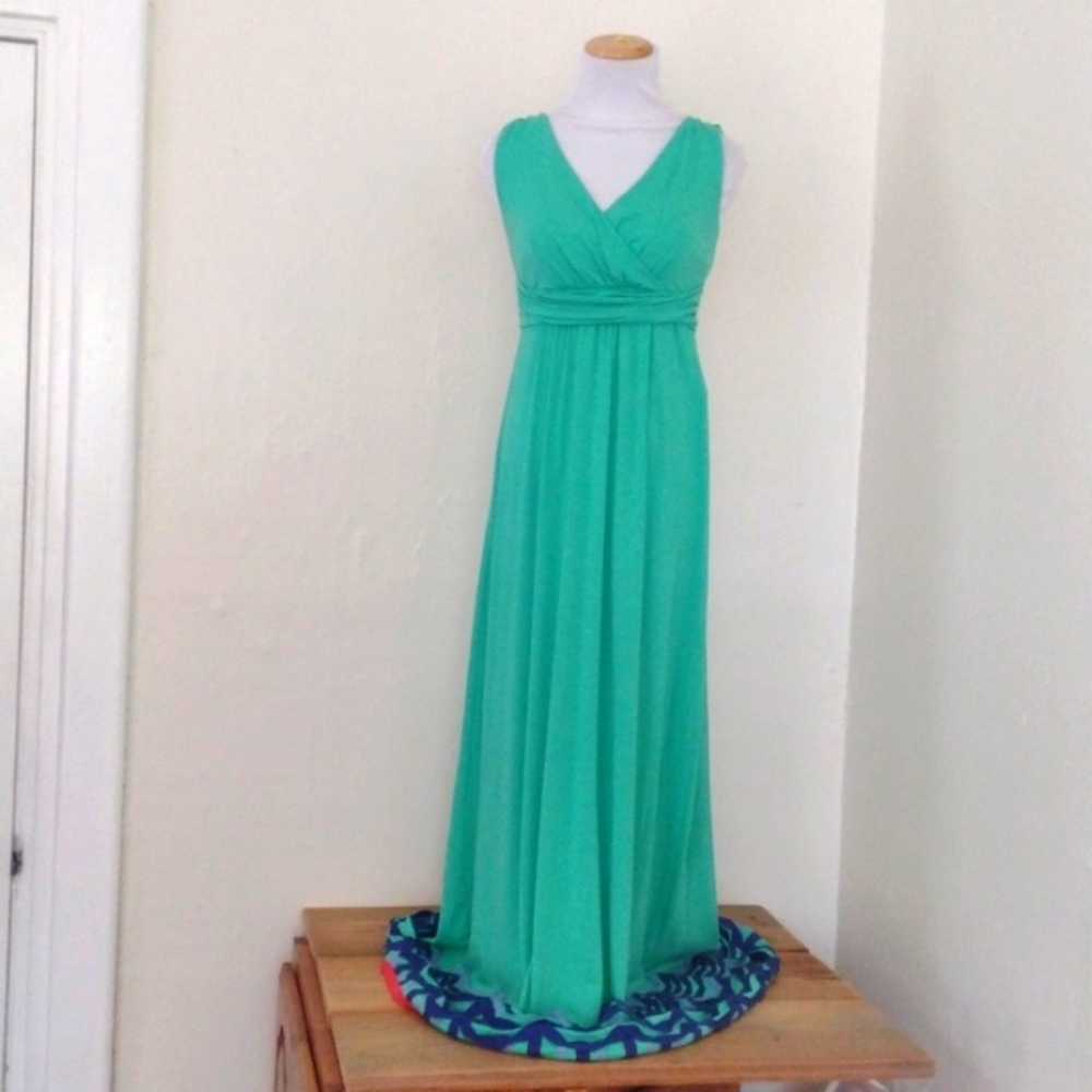 Boden Green Sienna Halter Maxi Dress w Ribbon Hem Size 6 Long
